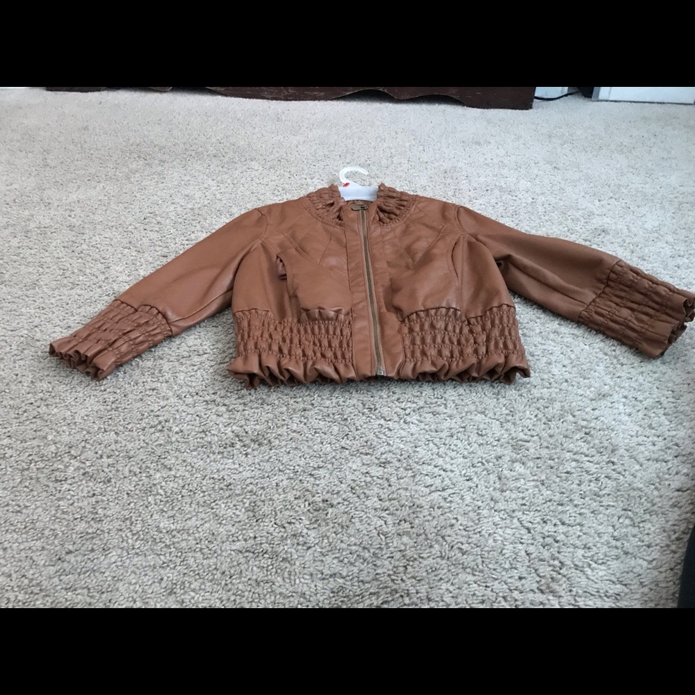 Brown faux Leather jacket & coat by Lane Crawford